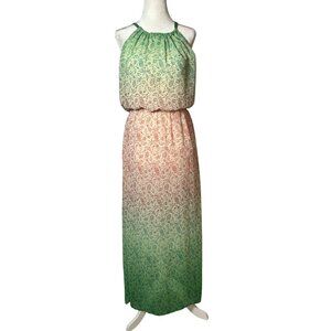 Old Navy Womens S Floral Ombre Maxi Dress Elastic Waist Keyhole Back Boho Fairy